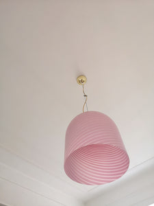 Lampadario in vetro rosa di Murano