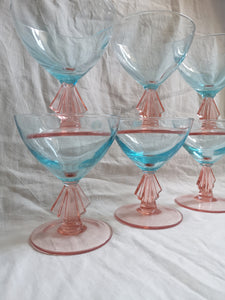 Bicchieri cristallo rosa ed azzurro