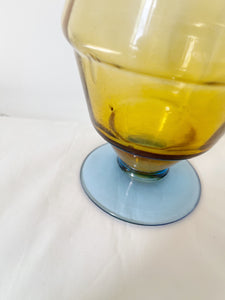 Vaso vetro giallo base blu